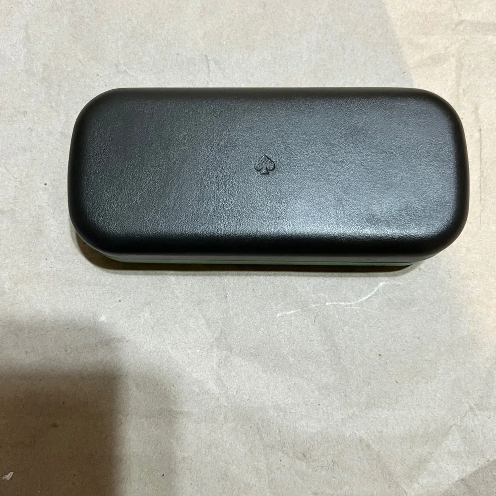 Kate Spade  Eyeglass Case Green Black Hard Shell Polka Dot Cloth Accessory